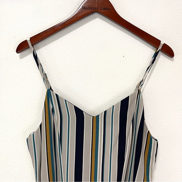 Monteau- Blue Gray Stripe Wide Leg Jumpsuit Size Large (Juniors). - Picture 2 of 12